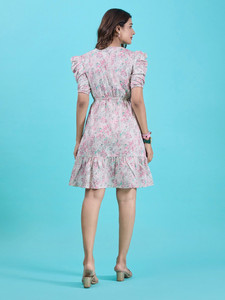 Vestido Midi Elegante de Algodón con Encaje para Mujer al por Mayor, Diseño Personalizado con Logotipo, Proveedor de Camisones, Dobladillo Acampanado, Tela Georgette, Cintura Natural - Product Image 2