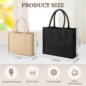 Jute Shopping <b>Bag</b> <b>Medium</b> <b>Size</b> Top Handle Reusable Grocery Tote Natural Color - Product Image 3