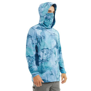 Camisa de Pesca para Hombre al por Mayor, Manga Larga, Personalizada, Impermeable, de Spandex/Poliéster, con Estampado por Transferencia Térmica, 180g, con Capucha, Protección UPF50 UV - Product Image 3