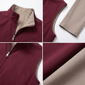 Conjunto Reversible Borgoña Falcon para Hombre: Chaleco Sin Mangas, Pantalón Chino, Transpirable, para Invierno, Aire Libre, Multibolsillos, Color Sólido - Product Image 4
