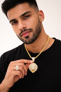 Pendentif Hip Hop Tête de Lion Moissanite Iced Out avec Chaîne Cordon en Or 10K 14K ou Argent – Collier Statement Tête d'Animal de Luxe - Product Image 5