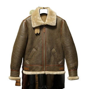 Chaqueta B3 Bomber para Hombre, en Piel de Oveja Genuina con Forro de Piel de Oveja, Chaqueta de Motociclista Gruesa Estilo Locomotora, Disponible en Stock - Product Image 2