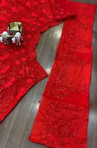 Lehenga Choli Dupatta de Diseño Indio en Oferta, Georgette Sintética con Lentejuelas, Lavable a Mano, PinkCityBlocks, para Bodas y Fiestas - Product Image 2
