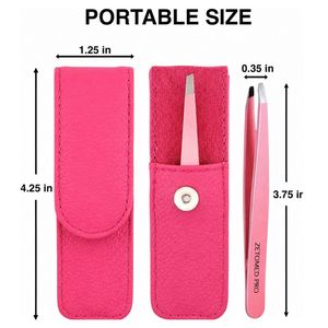 Pinzas para Cejas Inclinadas ZETOMED PRO en Estuche, Herramienta de Belleza para Depilación de Acero Inoxidable de Alta Calidad, Opciones OEM en Dorado - Product Image 4