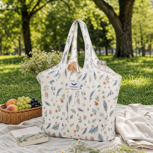 Promotional Custom Logo Reusable Polyester Folding <b>Tote</b> Bag Washable Eco Friendly Supermarket Grocery Handbag Travel Outdoor - Product Image 3