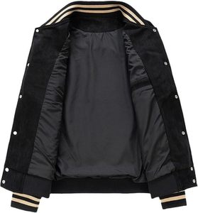 <b>Mens</b> Varsity <b>Jacket</b> <b>Suede</b> <b>Jacket</b> Vintage Bomber Coats Baseball Letterman Outfits Loose Fit Long Sleeve Tops - Product Image 4