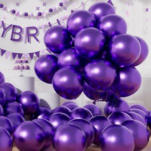 AULE 50 Globos Metálicos de 12 Pulgadas, Color Morado Oscuro, Cromados, de Látex Brillante para Fiestas, Cumpleaños, Graduaciones - Product Image 1