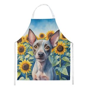 American Hairless Terrier Tournesols Tablier adulte unisexe Grand serveur de cuisine multicolore pour la cuisson, la pâtisserie et le jardinage. - Product Image 1