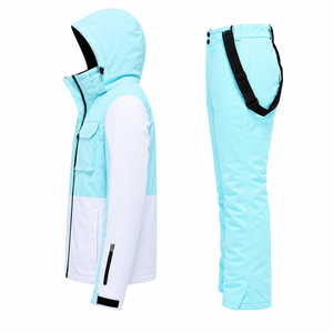 Ensemble veste et pantalon de ski pour femme, imperméable, avec capuche, fermeture éclair, isolation synthétique 220g, vêtements de neige, vert - Product Image 4
