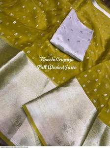 Kanchipuram Organza Jacquard Multi Sequence Emrodairy Full Worked Saree With <b>Raw</b> <b>Silk</b> Sequence Blouse saree Indian saree - Product Image 4