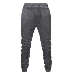 Pantalon de jogging décontracté en coton noir pour homme, taille élastique avec cordon de serrage, tricoté mi-lourd pour l'automne - Product Image 5