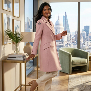 Manteau Trench Rose en Laine Coupe-Vent Longueur Midi Élégant pour Femme, Tenue Maçonnique Héritage Delta Sigma Greek - Product Image 2