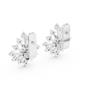 Pendientes únicos de diamantes redondos cultivados en laboratorio con diseño de copo de nieve, con clip en oro blanco de 18 quilates, para uso diario, fiestas y regalos para mujeres. - Product Image 4