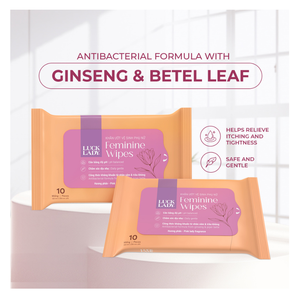 Lingettes humides pour l'hygiène féminine Luck Lady, parfum poudré, soin doux de la peau, paquet de 10 lingettes, lingettes intimes jetables pour les voyages - Product Image 1