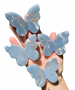 Vente en gros d'ailes de papillon 3D en angelite naturelle, sculpture sur cristal, pierre énergétique, spécimen minéral de guérison, décoration pour la maison et le bureau - Product Image 4