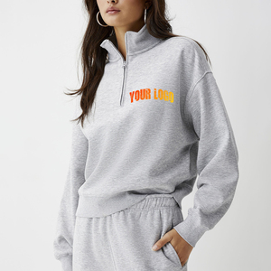 Sudadera azul para mujer con cuello alto y orificio para el pulgar, ropa informal elegante para invierno - Product Image 3