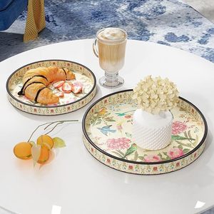 Luxury Glass Floral Art Round Tabletop <b>Vase</b> with Black Border for Birthday & Wedding Decor - Product Image 1