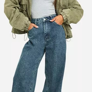 Nouveau design 2026 – Jean ample et droit en denim, longueur ras du sol, style printemps, coupe décontractée pour femme américaine, bleu - Product Image 6