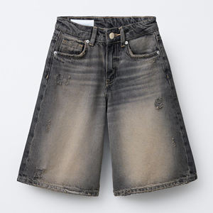 Shorts Largos de Mezclilla Sólidos 2026 con Cintura Interior Ajustable, Cierre de Botones Delanteros, Diseño Desgastado por el Sol, Transpirables y de Secado Rápido - Product Image 3