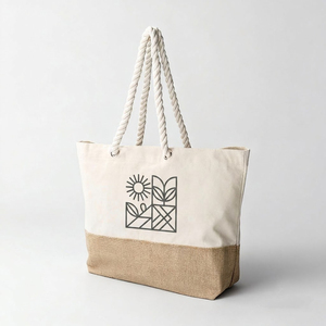 Beige Women's <b>Large</b> Solid Canvas Hobo Crossbody Tote <b>Bags</b> with Embroidery DIY Imported Summer Zipper Closure Cotton Blend Lining - Product Image 6