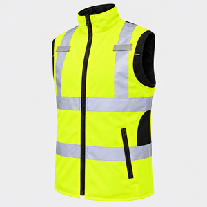Gilet de sécurité respirant haute visibilité avec bandes réfléchissantes argentées et fermeture éclair frontale, léger, en polyester fluorescent pour le travail - Product Image 4