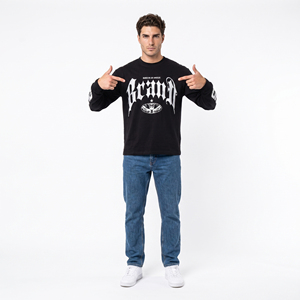 Vintage <b>Washed</b> Cropped Men's 100% Cotton Terry Fabric 280g Heavyweight Anti-Pilling Eco-Friendly Silk <b>Screen</b> Printed Sweatshirt - Product Image 5