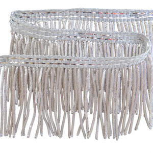 Flecos Decorativos Premium y Cintas de Hilo Metálico para Adornos de Prendas Elegantes, Cordones de Flecos Trenzados de 5cm, Flecos Plateados - Product Image 2