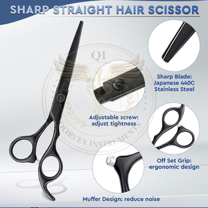 Juego de tijeras profesionales para cortar el cabello, 10 piezas, kit de tijeras para corte de cabello, para hombres y mujeres, para el hogar, salón de belleza, barbería, 6.5 pulgadas, color negro, regalo de Navidad - Product Image 3