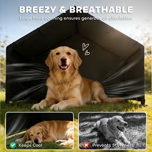 Cuccia per Cani da Esterno con Tettoia, Tenda per Animali Domestici per Razze Piccole, Medie e Grandi, Riparo Ombreggiato per Cani Realizzato in Tela Cerata - Product Image 5