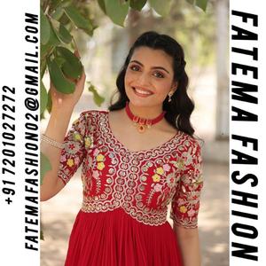 Plus belles robes Anarkali pour femmes indiennes Prêt-à-porter Faux Blooming Broderie Zari Paillettes pour mariage Robe Tissu - Product Image 2