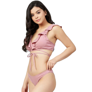 Conjuntos de bikini de cintura alta para mujer, trajes de baño deportivos de dos piezas, traje de baño con bloques de color, ropa de baño atrevida, hecho en Pakistán - Product Image 5