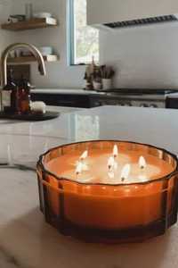 Portavelas Redondo de Vidrio Ámbar Resistente al Calor para Decoración del Hogar - Product Image 1