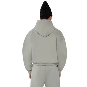 Fit Full Length Cotton Sweatshirt Pants Autumn Wear Custom Requirements Unisex Hooded Drawstring Tracksuit Set Solid Color - Product Image 3