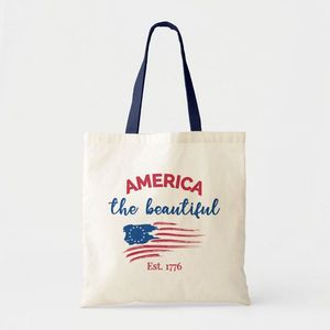 Bolsa de Mano de Lona de Algodón con Estampado Patriótico de la Bandera de EE. UU., Bolsa de Compras Reutilizable, Bolsa de Hombro para Viajes Diarios, Bolsa de Regalo, Bolsa de Recuerdo - Product Image 5