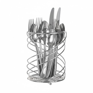 Modern Geometric Metal Cutlery Holder <b>Matte</b> <b>Black</b> Iron Wire Utensil Caddy Spoon Knife Storage Basket Tabletop Flatware Orgaizer - Product Image 4
