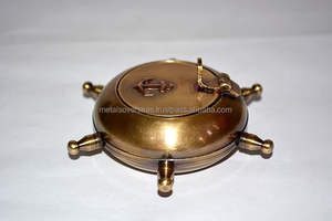 ที่เขี่ยบุหรี่ทองเหลืองโบราณ ดีไซน์วงล้อเรือเดินสมุทร ของตกแต่งสำหรับสูบบุหรี่สำหรับใช้ในบ้าน - Product Image 6