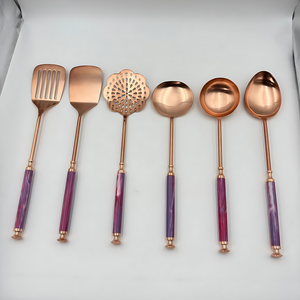 Hot Sale <b>Copper</b> Finish Stainless Steel Kitchenware Set With Set Of 6 With Resin <b>Handle</b> Use For Kitchen In Low Price In India - Product Image 3