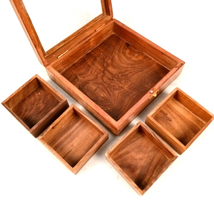 Wood Spice <b>Box</b> Spice Holder with 4 Removable Trays Natural Wood <b>Herb</b> Storage Organizer Spice <b>Box</b> - Product Image 1
