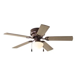 Ventilateur de plafond Hugger à profil bas de 44 pouces avec lumière LED à intensité variable, télécommande, 5 pales, bronze - Product Image 1