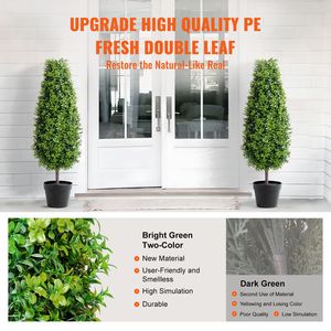 Arbre artificiel en buis de 36 pouces de haut, plante verte artificielle avec feuilles supplémentaires dans un petit pot, ensemble de 2 pièces - Product Image 2