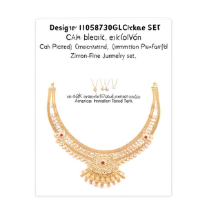 Ensemble de collier Designer 11058730GL plaqué or 18 carats en titane avec imitation de diamant américain, perle et zircon - Ensemble de bijoux fins - Product Image 2