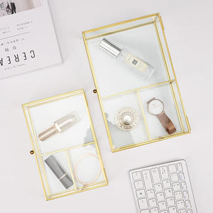Decorative Metal Frame Clear Glass Jewelry Storage <b>Box</b> Hinged Lid <b>Trinket</b> Organizer Elegant Keepsake Display Container for Dress - Product Image 4