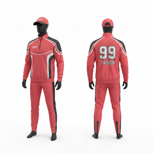 Chándal de Hockey sobre Hielo para Hombre, Tela Interlock de Poliéster Premium GSM, Paneles en Contraste Rojo y Negro, Cierre de Cremallera de Cuarto, Logotipo Personalizado del Equipo - Product Image 1