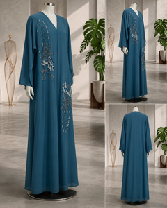 อาบายาสีฟ้าอมเขียวปักลายศิลปะ สง่างามสไตล์แม่เจ้าสาว - Product Image 2