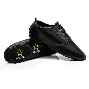 MBAANI Chaussures de danse jazz unisexes en cuir véritable vert, semelle souple, ballerines de pratique - Product Image 5
