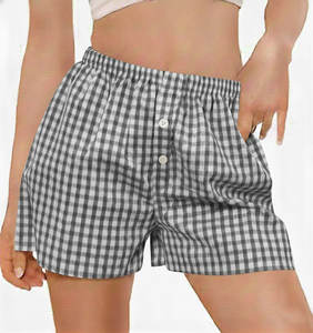 Shorts Casuales de Verano para Mujer, Cintura Media Elástica, Sólidos, Transpirables, 100% Algodón Ecológico, Impermeables, con Estampado de Guingán - Product Image 6