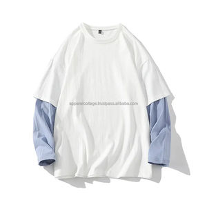 Nouveautés double contraste manches 100% coton 250gsm gros surdimensionné imprimé goutte épaule hommes t-shirts t-shirts t-shirts - Product Image 2