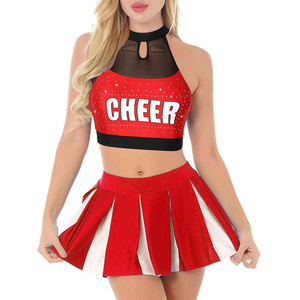 Débardeur sans manches coupe athlétique avec passepoil contrastant et strass scintillants pour uniforme de cheerleading - Product Image 2