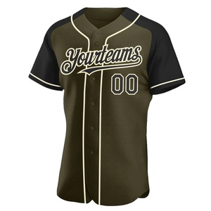 Camiseta de Béisbol Personalizada con Manga Raglán para Hombre, Color Verde Oliva y Negro, Manga Corta, Impresión Sublimada, Absorbe la Humedad, con Nombre y Número del Equipo - Product Image 2