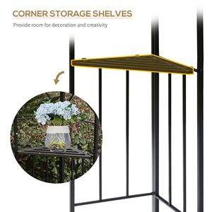 Gazebo da Giardino 3x3 Metri Resistente alle Intemperie con Ripiani, Vani Portaoggetti e Zanzariera, Tenda da Esterno con Funzionalità per Cappotti da Donna - Product Image 6